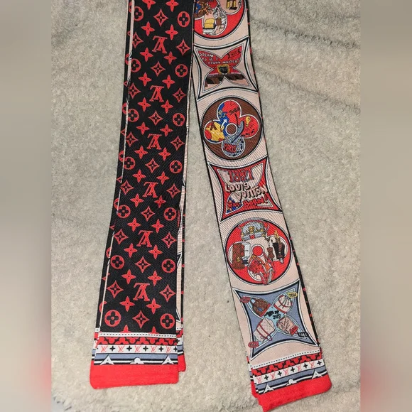 Silk Monogram Balloon Twilly Scarf  Black Light Blue Many Options Available - Picture 2 of 4